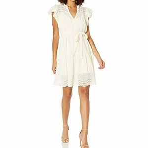BCBGMaxAzria Eyelet Dress Cream Size L